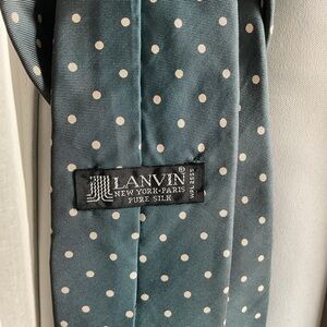 Lanvin Blue Silk Tie with White Dots
